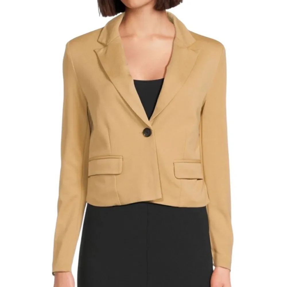 Adrienne Landau Onyx Tan Crop Stretchy  Blazer(Size Large)